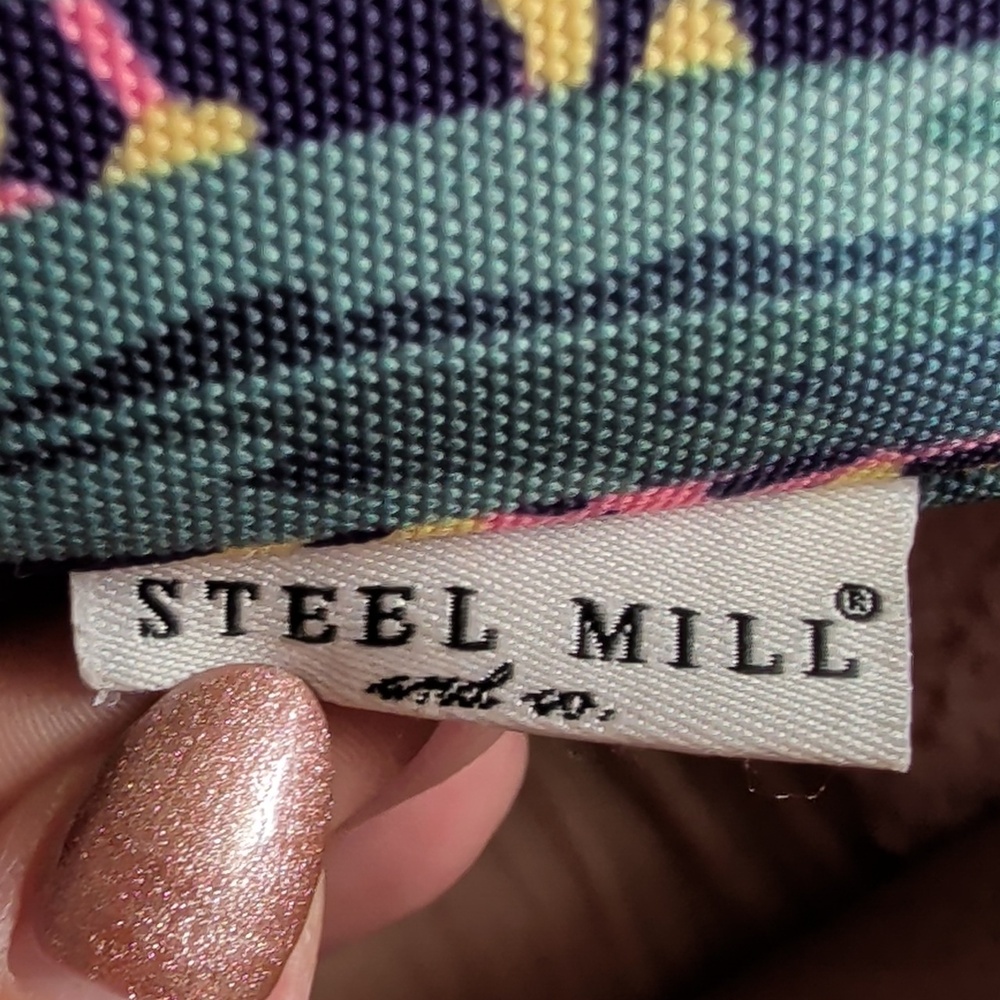 Steel Mill And Co, Tropical Pink Floral Ice Chest Tote Bag with Blue Straps - Picture 2 of 8